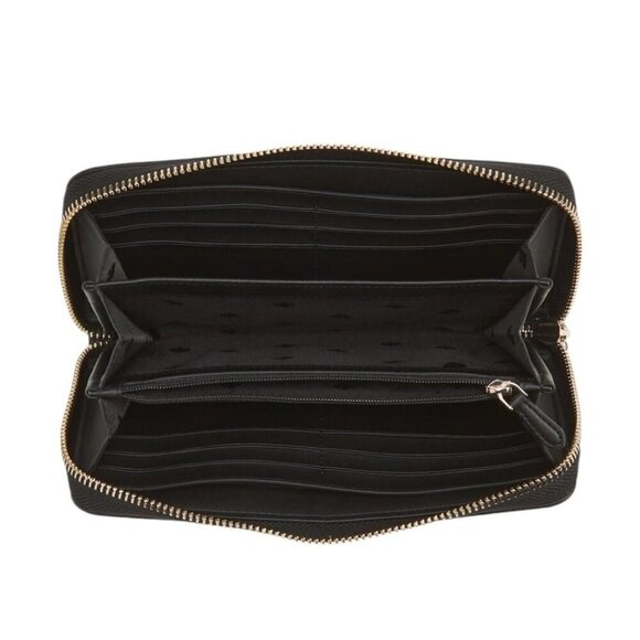 Kate Spade Womens Black Red Apple Embroidered Large Continental Wallet New - Picture 11 of 12